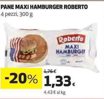 Coop PANE MAXI HAMBURGER ROBERTO 4 pezzi, 300 g offerta