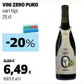 Coop VINI ZERO PURO vari tipi 75 cl offerta