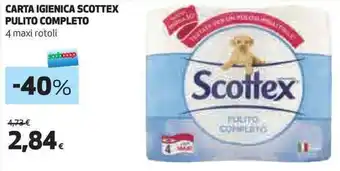 Coop CARTA IGIENICA SCOTTEX PULITO COMPLETO 4 maxi rotoli offerta