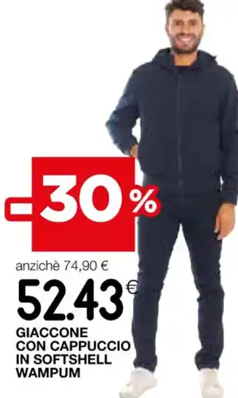 GIACCONE CON CAPPUCCIO IN SOFTSHELL WAMPUM
