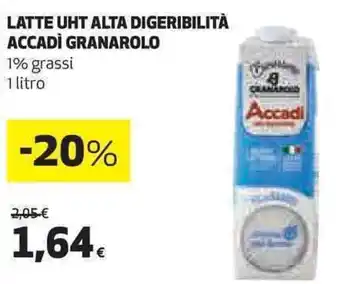 Coop LATTE UHT ALTA DIGERIBILITÀ ACCADÌ GRANAROLO 1 Litro offerta