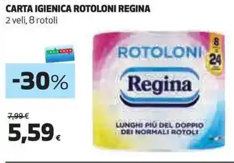 Coop CARTA IGIENICA ROTOLONI REGINA 2 veli, 8 rotoli offerta