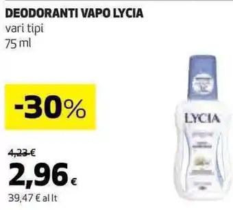 Coop DEODORANTI VAPO LYCIA vari tipi 75 ml offerta