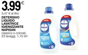 Coop DETERSIVO LIQUIDO LAVATRICE IGIENIZZANTE NAPISAN classico o colorati, 23 lavaggi, 1,15 litri offerta