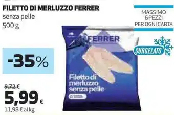 Coop FILETTO DI MERLUZZO FERRER 500 g offerta
