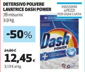 Coop DETERSIVO POLVERE LAVATRICE DASH POWER 78 misurini 3.9 kg offerta