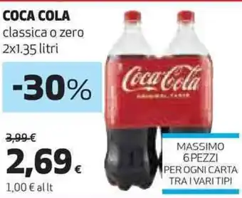 Coop COCA COLA COCA COLA classica o zero 2x1.35 litri offerta
