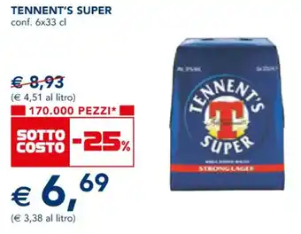 Esselunga TENNENT'S SUPER conf. 6x33 cl offerta