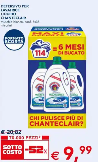 Esselunga DETERSIVO PER LAVATRICE LIQUIDO CHANTECLAIR muschio bianco, conf. 3x38 misurini offerta