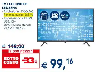 Esselunga TV LED UNITED LED32H6 offerta