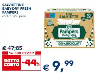 Esselunga SALVIETTINE BABY-DRY FRESH PAMPERS conf. 10x50 pezzi offerta
