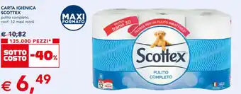 Esselunga CARTA IGIENICA SCOTTEX pulito completo, conf. 12 maxi rotoli offerta