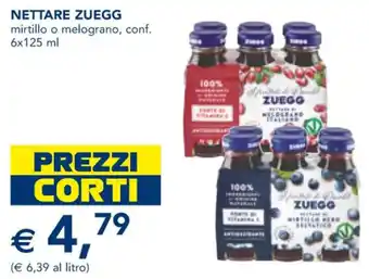 Esselunga NETTARE ZUEGG mirtillo o melograno, conf. 6x125 ml offerta