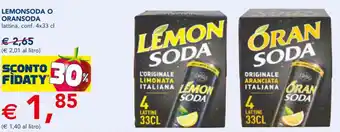 Esselunga LEMONSODA O ORANSODA lattina, conf. 4x33 cl offerta