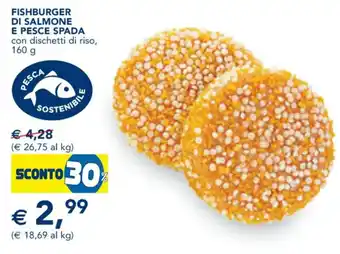Esselunga FISHBURGER DI SALMONE E PESCE SPADA con dischetti di riso 160 g offerta