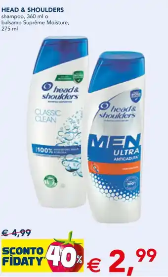 Esselunga HEAD & SHOULDERS shampoo, 360 ml o balsamo Suprême Moisture, 275 ml offerta