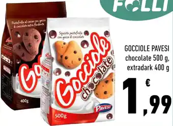 Conad Superstore GOCCIOLE PAVESI chocolate 500 g, extradark 400 g offerta