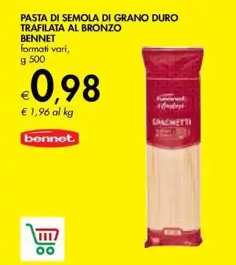 Bennet PASTA DI SEMOLA DI GRANO DURO TRAFILATA AL BRONZO BENNET formati vari, g 500 offerta