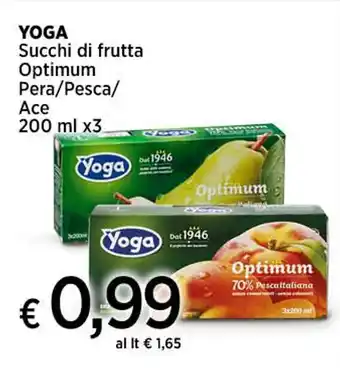 Ipercoop YOGA Succhi di frutta Optimum Pera/Pesca/ Ace 200 ml x3 offerta