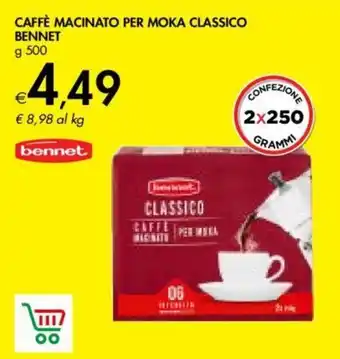 Bennet CAFFÈ MACINATO PER MOKA CLASSICO BENNET g 500 offerta