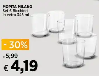 MOPITA MILANO Set 6 Bicchieri in vetro 345 ml
