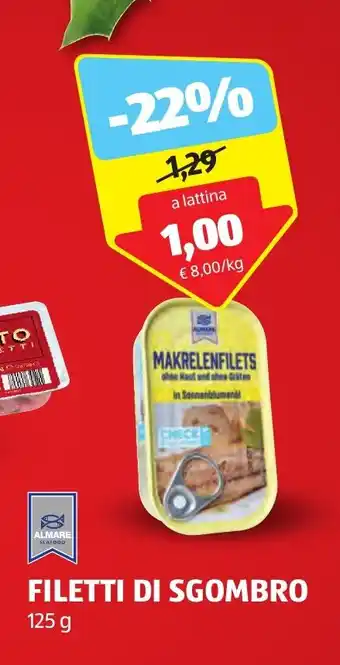 ALDI FILETTI DI SGOMBRO 125 g offerta