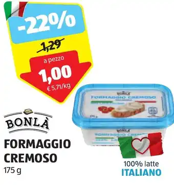 ALDI BONLA FORMAGGIO CREMOSO 175 g offerta
