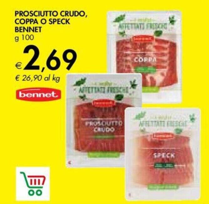PROSCIUTTO CRUDO, COPPA O SPECK g 100 offerta di