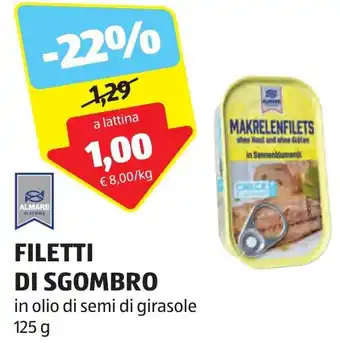 ALDI FILETTI DI SGOMBRO 125 g offerta