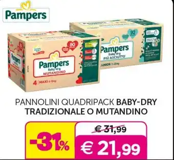 Universo Bimbo Pampers PANNOLINI QUADRIPACK BABY-DRY TRADIZIONALE O MUTANDINO offerta