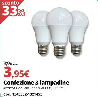 Brico Io Confezione 3 Lampadine offerta
