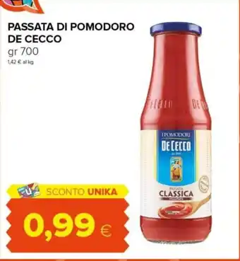 Tigre PASSATA DI POMODORO DE CECCO gr 700 offerta