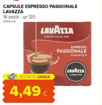 Tigre CAPSULE ESPRESSO PASSIONALE LAVAZZA 16 pezzi - gr 120 offerta