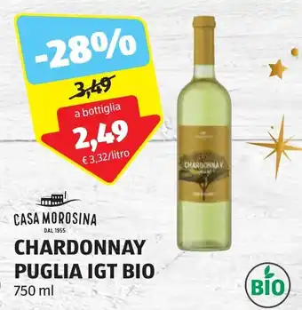 ALDI CASA MOROSINA CHARDONNAY PUGLIA IGT BIO 750 ml offerta