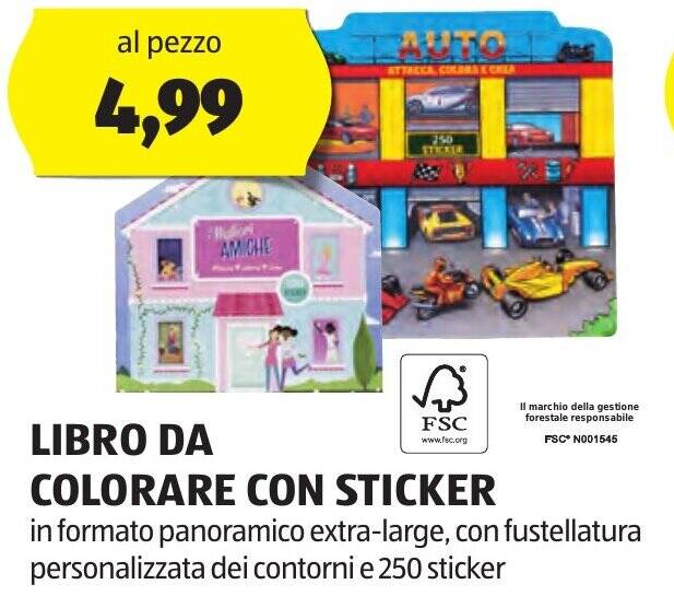 LIBRO DA COLORARE CON STICKER offerta di ALDI