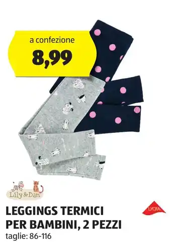 ALDI LEGGINGS TERMICI PER BAMBINI, 2 PEZZI 86-116 offerta
