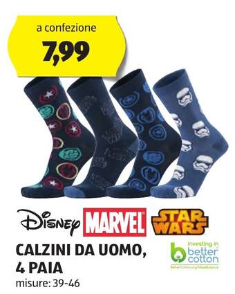 ALDI CALZINI DA UOMO, 4 PAIA 39-46 offerta