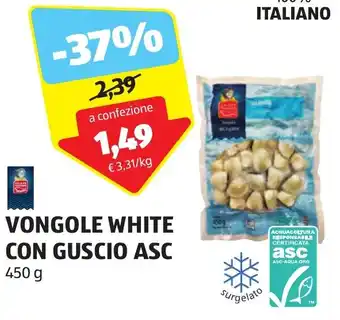 ALDI VONGOLE WHITE CON GUSCIO ASC 450 g offerta