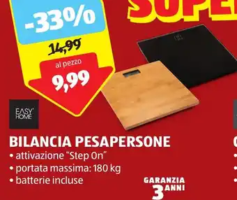 ALDI EASY HOME BILANCIA PESAPERSONE offerta