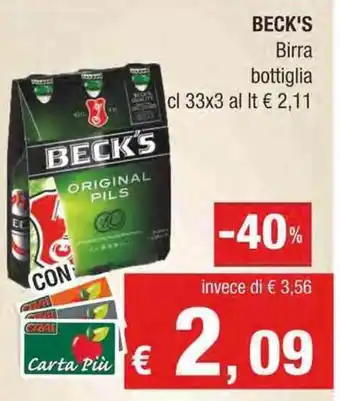 Crai BECK'S Birra bottiglia cl 33x3 offerta