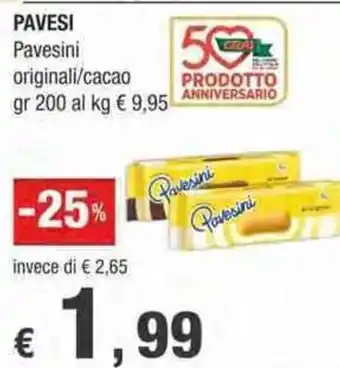 Crai PAVESI Pavesini originali/cacao gr 200 offerta