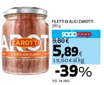 Ipercoop FILETTI DI ALICI ZAROTTI 380 g offerta