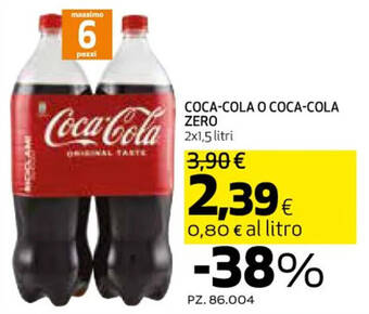Ipercoop COCA-COLA O COCA-COLA ZERO 2x1,5 litri offerta
