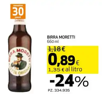 Ipercoop BIRRA MORETTI 660 ml offerta