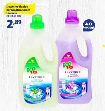 In'S Mercato Detersivo Liquido per lavatrice aloe/ Lavanda 2 l offerta