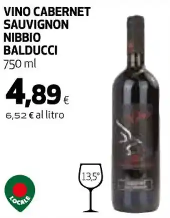 Ipercoop VINO CABERNET SAUVIGNON NIBBIO BALDUCCI 750 ml offerta
