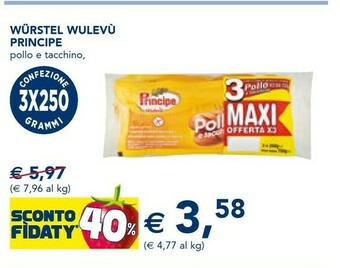 Esselunga Principe Wurstel Di Pollo E Tacchino Wulevù 250 G(ml) offerta