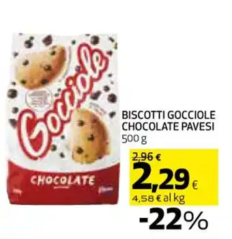 Ipercoop BISCOTTI GOCCIOLE CHOCOLATE PAVESI 500 g offerta