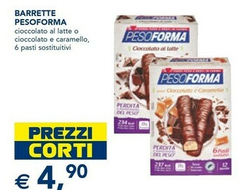 Esselunga Pesoforma Pesoform Barrette Cioccolato Al Latte offerta