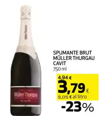 Ipercoop SPUMANTE BRUT MÜLLER THURGAU CAVIT 7 ml offerta